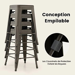 Helloshop26 Lot de 4 tabourets de bar 61 cm tabourets en métal à hauteur de bar coussinets en caoutchouc sans dossier pour cuisine salle à manger pub 20_0005244 pas cher