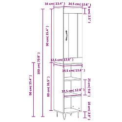 vidaXL Buffet haut Chêne fumé 34,5x34x180 cm Bois d'ingénierie pas cher