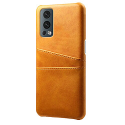 Coque en TPU + PU double porte-cartes, anti-chute, orange pour votre OnePlus Nord 2 5G