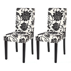 Mendler Lot de 2 chaises de séjour Littau ~ tissu jacquard, pieds foncés