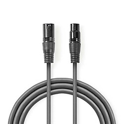 NEDIS CABLE XLR MALE / XLR FEMELLE 10m pour AMPLIS - ENCEINTE SONO DJ 3b-mâle 3b 20m