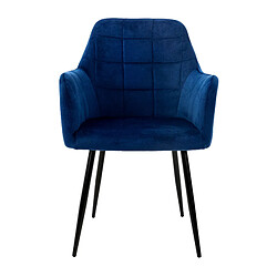 ML-Design Lot 8 chaise de salle à manger fauteuil bleu foncé velours pied noir métallique