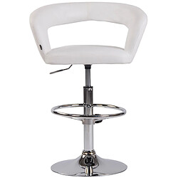 Decoshop26 Lot de 2 tabourets de bar assise moderne en PVC blanc pieds et repose-pieds en métal chromé 10_0004216