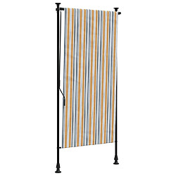 vidaXL Store roulant d'extérieur jaune et blanc 120x270 cm tissu acier