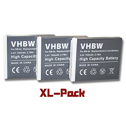 Vhbw 3 x Li-Ion batterie 750mAh (3.6V) adaptée pour caméra Canon Powershot SX270 HS, SX280 HS, etc Remplace type de batterie NB-6L.