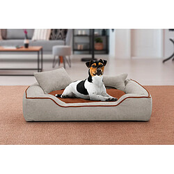 Courtois Laville Panier pour chien et chat 100 x 80 cm tissu beige clair et brique - BONNIE