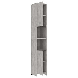 Maison Chic Armoire de salle de bain,Meuble de rangement,Meuble haut Gris béton 30x30x183,5 cm Aggloméré -GKD429470 pas cher