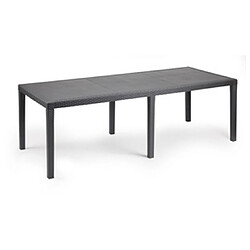 Alter Table extensible en résine tressée effet rotin, coloris anthracite, fermée : cm150 (extensible jusqu'à 220) x 90 x h72