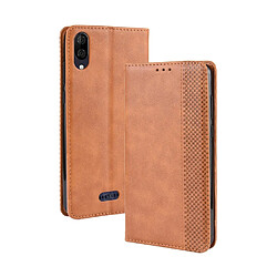 Wewoo Coque Étui en cuir à boucle magnétique avec rétro pour Texture horizontale Wiko Y80 support et emplacements cartes et cadre photo Marron