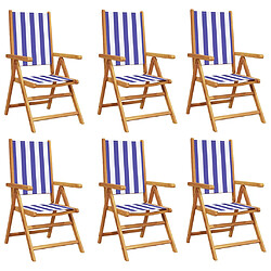 vidaXL Chaises inclinables de jardin lot de 6 tissu et bois massif