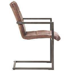 Avis vidaXL Chaises à manger cantilever lot de 4 marron cuir véritable