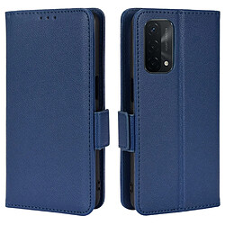 Etui en PU texture litchi avec support, bleu foncé pour votre Oppo A93 5G/A74 5G/A54 5G