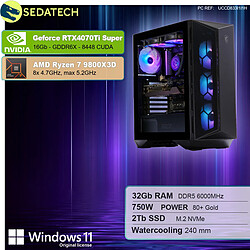 Sedatech PC Gamer Pro ATX Compact • AMD Ryzen 7 9800X3D • RTX4070Ti Super • 32Go DDR5 • 2To SSD M.2 • Windows 11