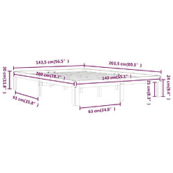 vidaXL Cadre de lit sans matelas bois massif de pin 140x200 cm pas cher