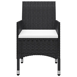 Maison Chic Table de bistro et chaises d'extérieur 3 pcs,Ensemble de bistro de jardin pour relax Résine tressée et verre trempé Noir -GKD509813 pas cher