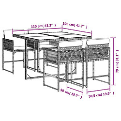 Avis vidaXL Ensemble à manger de jardin avec coussins 5pcs Beige poly rotin