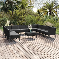 Maison Chic Salon de jardin 11pcs + coussins - Mobilier/Meubles de jardin - Table et chaises d'extérieur Résine tressée Noir -MN58615