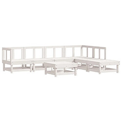 Avis Maison Chic Salon de jardin 7 pcs + coussins - Mobilier/Meubles de jardin - Table et chaises d'extérieur blanc bois massif -MN15817