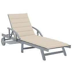 vidaXL Chaise longue de jardin avec coussin Bois d'acacia solide