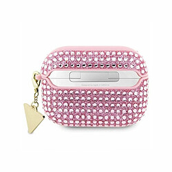 Guess Maroquinerie Guess GUAPHDGTPP Coque pour AirPods Pro Rose Strass Triangle Charm