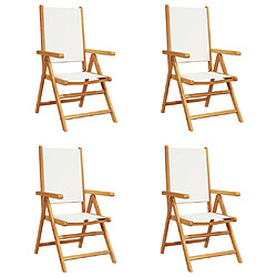 vidaXL Chaises inclinables de jardin lot de 4 tissu et bois massif