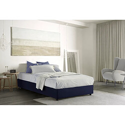 Autrement Talamo Italia Silvia lit queen size avec conteneur, Made in Italy, en tissu amovible, 120x190 cm, avec ouverture frontale, Bleu.