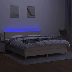 Acheter Maison Chic Lit adulte- Lit + matelas,Sommier à lattes de lit avec matelas LED Crème 180x200 cm Tissu -GKD16156