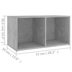 vidaXL Meuble TV gris béton 72x35x36,5 cm bois d’ingénierie pas cher