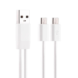 Wewoo Câble blanc pour Samsung Galaxy S8 & S8 + / LG G6 / Huawei P10 & P10 Plus / Xiaomi Mi6 & Max 2 et autres Smartphones 1m 2 USB-C / Type-C Ports vers USB 2.0 Données de synchronisation / spiralé de ressort de chargeur,