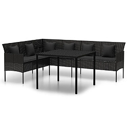 vidaXL Ensemble à manger de jardin coussins 2pcs noir résine tressée