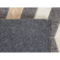 Beliani Tapis en cuir et tissu gris et beige 160 x 230 cm BAGGOZE pas cher