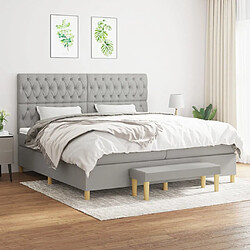 Maison Chic Lit Adulte - Lit simple Lit à sommier tapissier avec matelas moelleux - Meuble de Chambre - Gris clair 200x200cm Tissu -MN45409