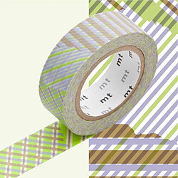 Masking tape rayé vert et lilas - 1,5 cm x 7 m