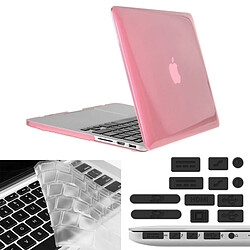 Wewoo Housse Étui rose pour Macbook Pro Retina 13,3 pouces 3 en 1 cristal dur coque en plastique de protection avec clavier de et prise de poussière de port