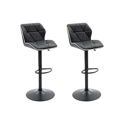 Vente-Unique Lot de 2 tabourets de bar en simili et acier - Hauteur réglable - Noir - CALVIN