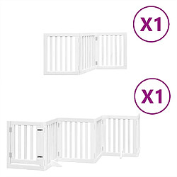 vidaXL Barrière pour chien porte pliable 9panneaux blanc bois peuplier