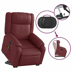 Maison Chic Fauteuil Relax pour salon, Fauteuil inclinable de massage Rouge bordeaux Similicuir -GKD45433 pas cher