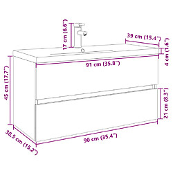 vidaXL Ensemble de meubles de bain 2pcs céramique et bois d'ingénierie pas cher