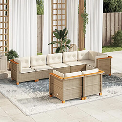 vidaXL Salon de jardin avec coussins 8 pcs beige résine tressée