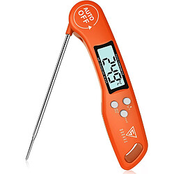 Vendos85 Thermometre Cuisine avec écran LCD pour Viande, BBQ, Steak, Huile, Lait, Vin orange