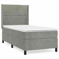 Maison Chic Structures de lit + matelas,Lit à sommier tapissier et matelas pour Chambre Gris clair 80x200 cm Velours -MN44715