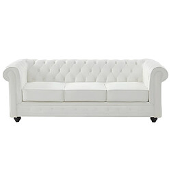 Vente-Unique Canapé 3 places en cuir de buffle blanc CHESTERFIELD