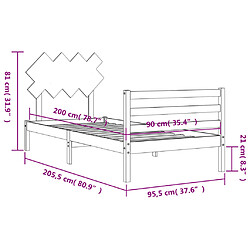 vidaXL Cadre de lit sans matelas 90x200 cm bois massif pas cher