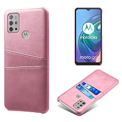 Coque en TPU + PU avec porte-cartes rose pour votre Motorola Moto G10/G30