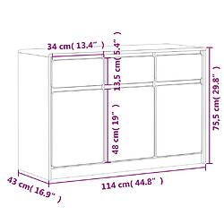 vidaXL Buffet SAUDA chêne 114x43x75,5 cm bois massif de pin pas cher