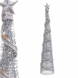 BigBuy Christmas Décorations de Noël Argent Métal Conique 10 x 10 x 50 cm