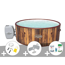 Kit spa gonflable Bestway Lay-Z-Spa Helsinki rond Airjet 5/7 places + Kit de nettoyage + 2 appuis-tête + Kit de traitement au brome