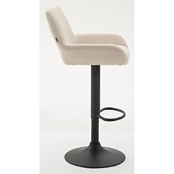 Acheter Decoshop26 Tabouret de bar x1 repose-pieds en forme d'arc en métal noir assise en tissu crème 10_0004546