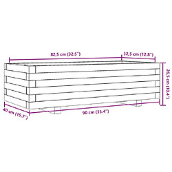 vidaXL Jardinière cire marron 90x40x26,5 cm bois de pin massif pas cher