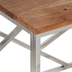 Maison Chic Table basse pour salon | Table à café argenté acier inoxydable et bois massif d'acacia -GKD97337 pas cher